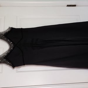 BCBG Maxazria silk dress with beaded Tulle Straps Size 6 Black LBD Sexy Elegant